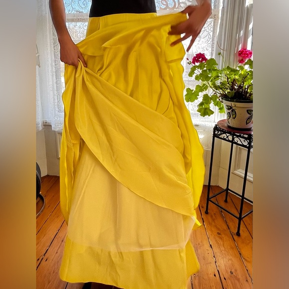 Brilliant Yellow Silk Maxi Dress Ball Gown - Picture 8 of 13